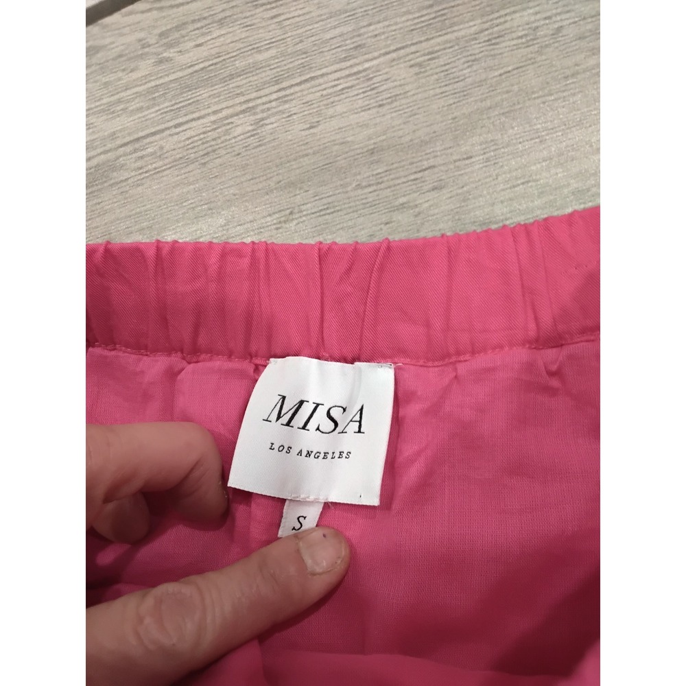 MISA Los Angeles Pink Floral Cutout Maxi Skirt Size Small Elastic Waist - Picture 4 of 7